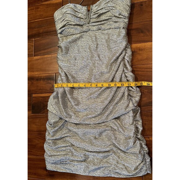 Arden B Vintage Glitter Dress L Large Gold Silver Ruffles Rhinestone Straps - Picture 13 of 16